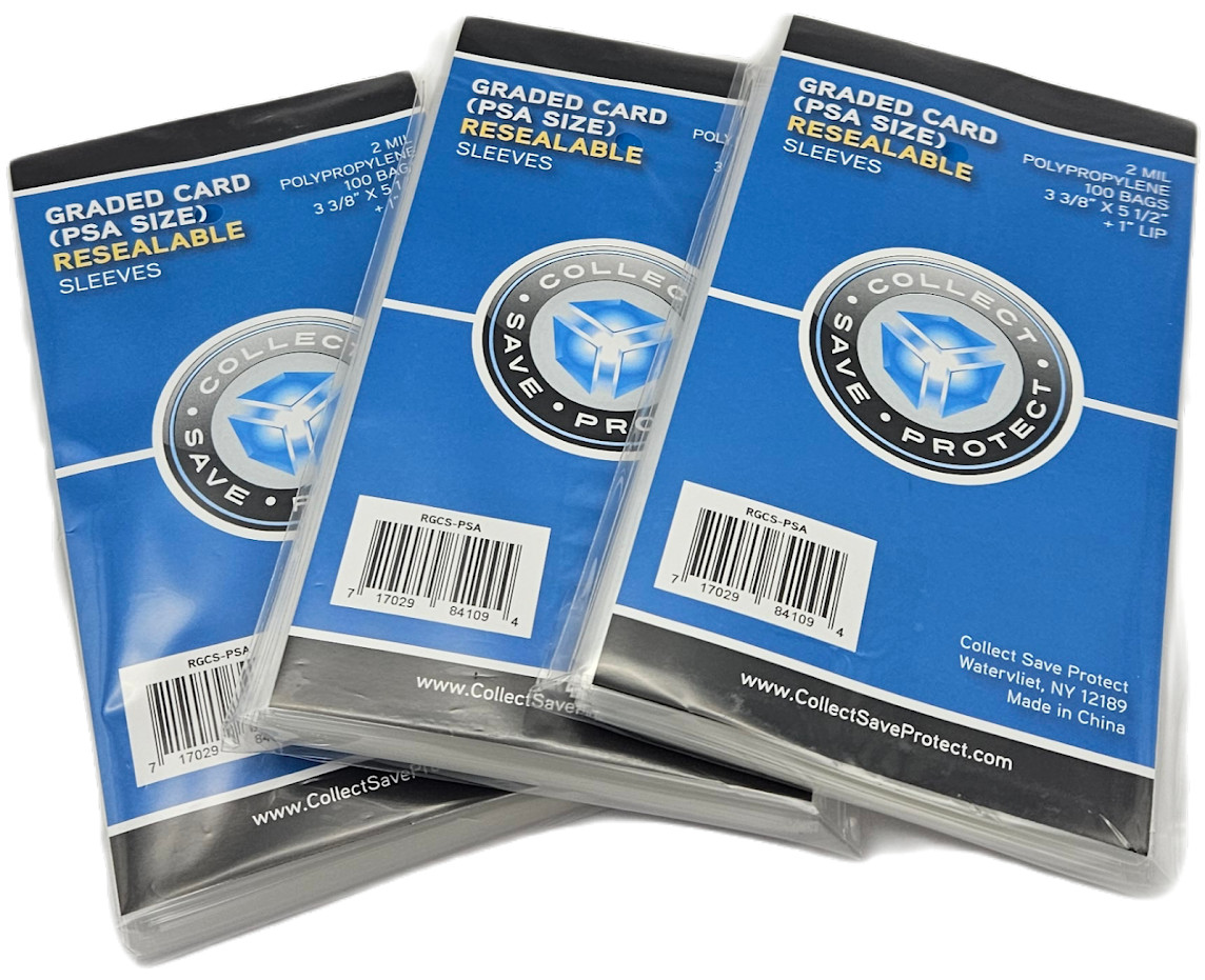 (300-Count) CSP Graded Card Sleeves – PSA Size – Resealable – 2 mil Poly Bags