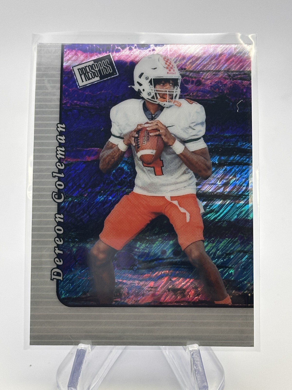 DEREON COLEMAN 2024 LEAF PRESS PASS RAINBOW SHIMMER NON-AUTO /2