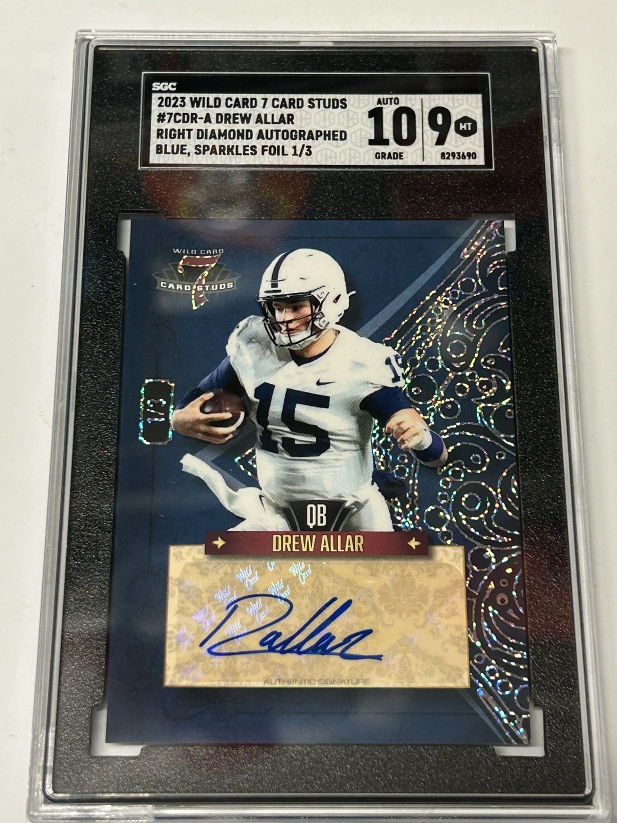 2023 Wild Card 7 Card Stud Blue Sparkle Foil Diamond /3 Drew Allar Auto Steelers