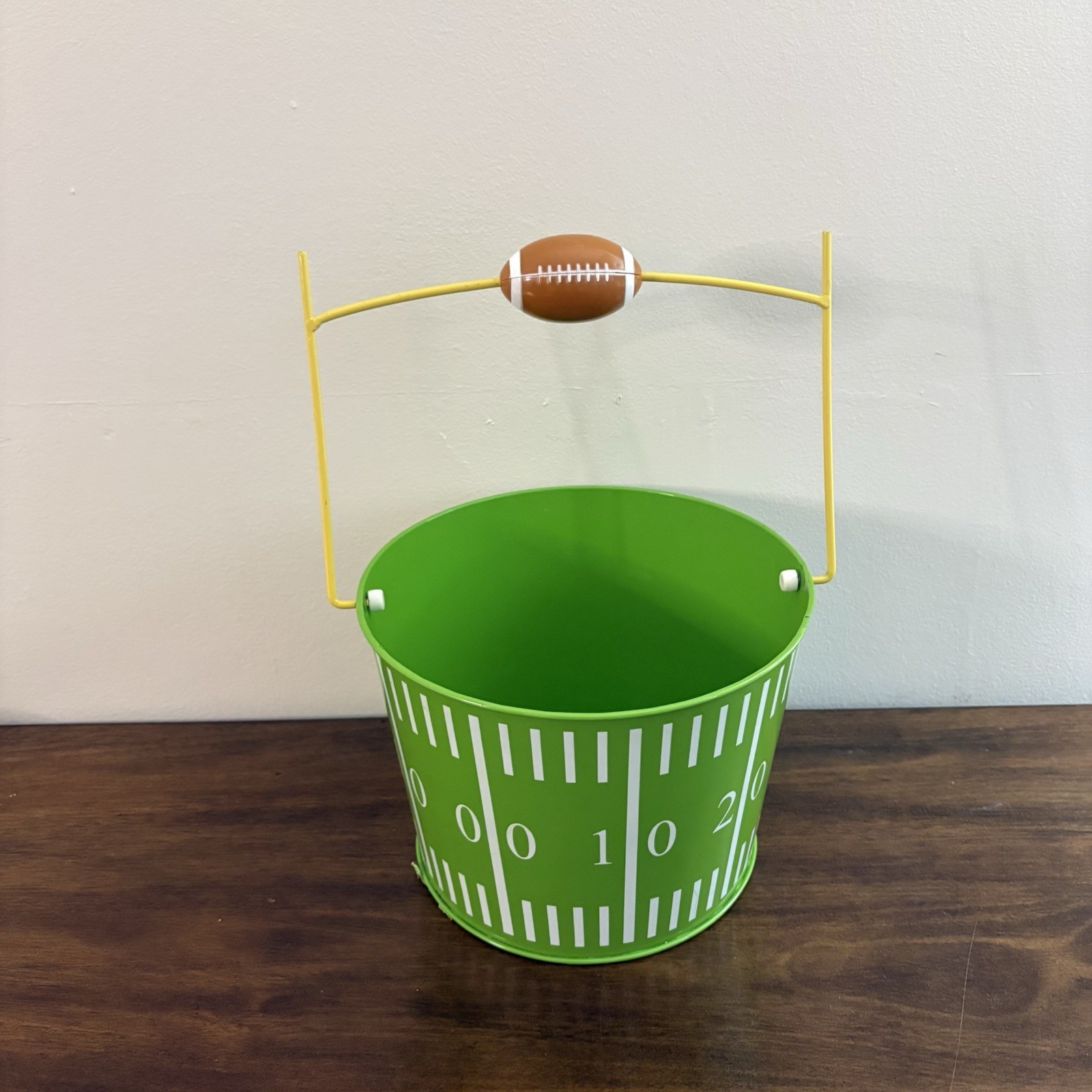 Football Party Tin Bucket Birthday Game Day 8” X 6”’x7” Green Field B#1