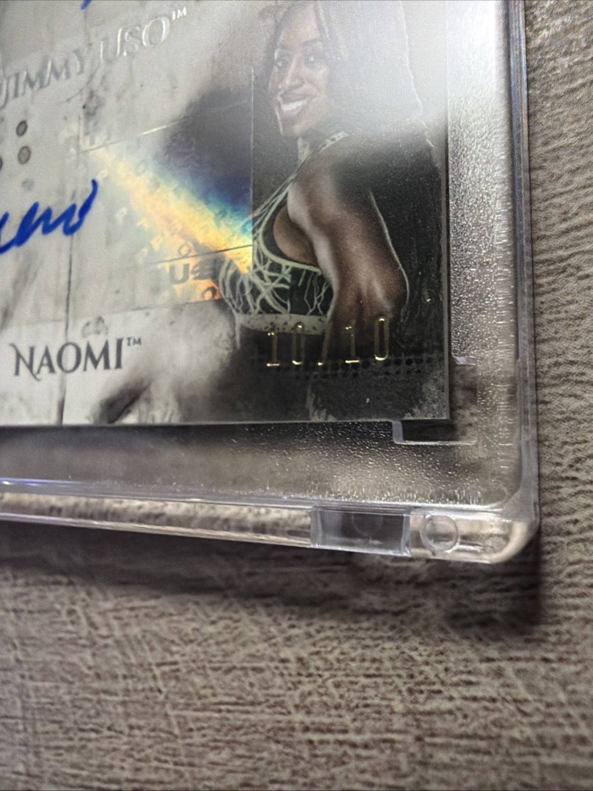2018 Topps WWE Undisputed Triple Auto Jey Uso Jimmy Uso Naomi BOOKEND 10/10