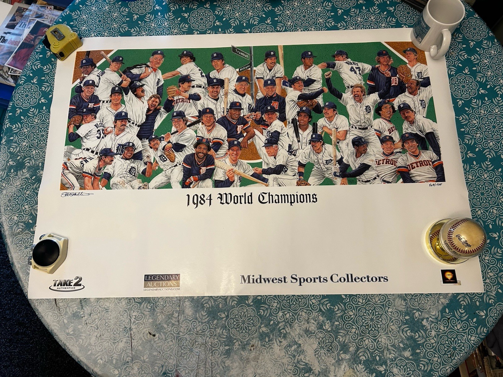 Detroit Tigers 1984 World Champions Original Lithograph Poster Print 929/1984