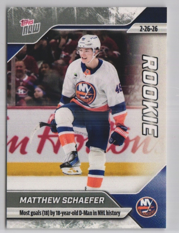 Matthew Schaefer RC Rookie 18 Goals – 2025-26 NHL Topps NOW – Sticker #110 Isles