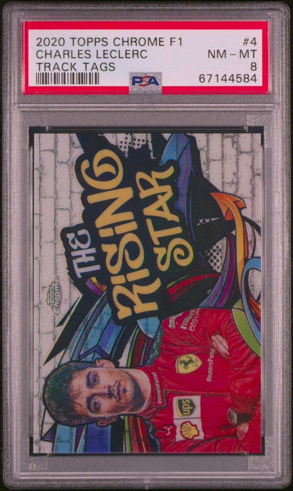 2020 Topps Chrome F1 Track Tags Charles Leclerc #4 Refractor PSA 8