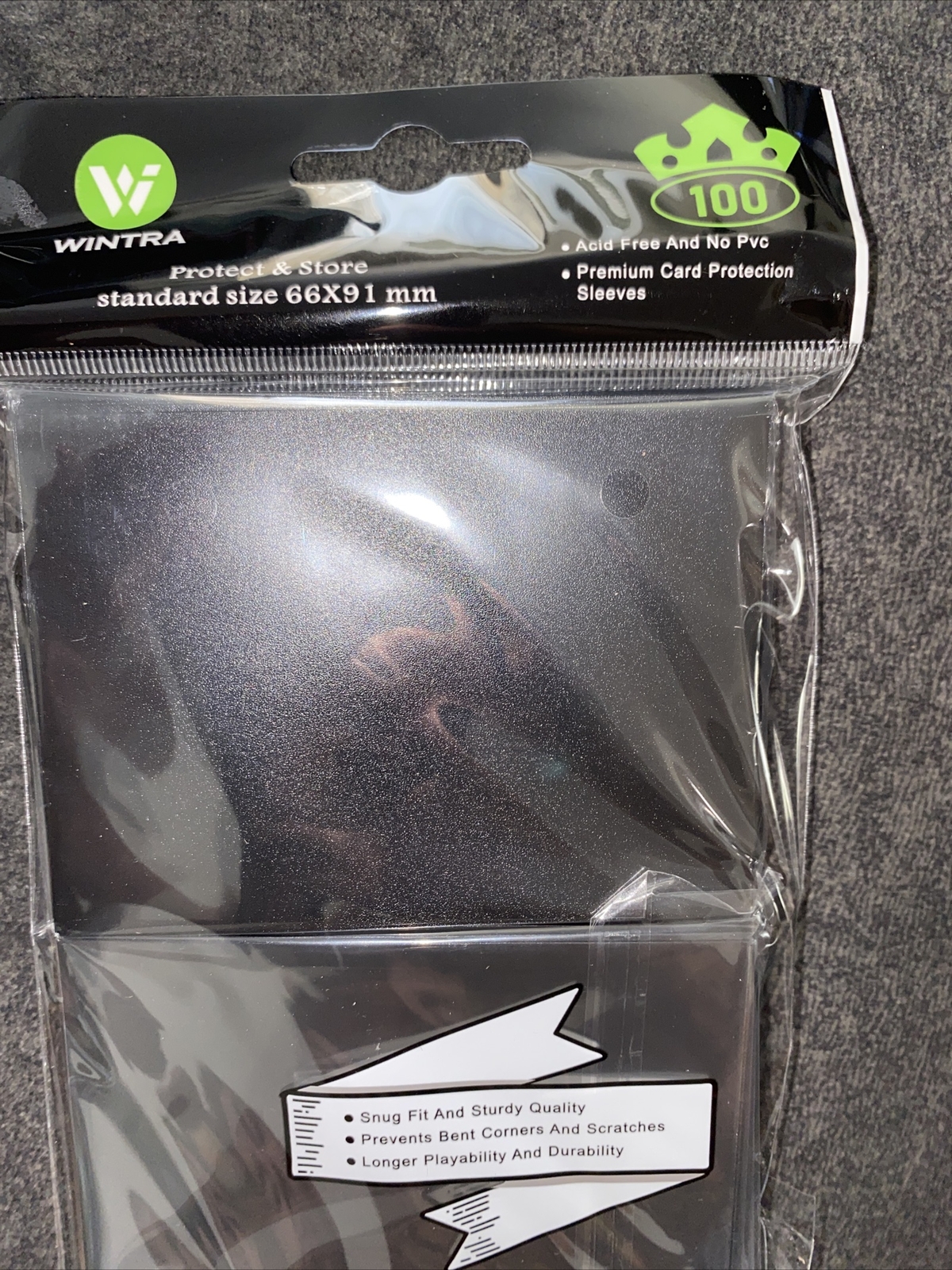 Wintra 200 Count Premium Matte Black Card Protectors Standard Size 66x91mm