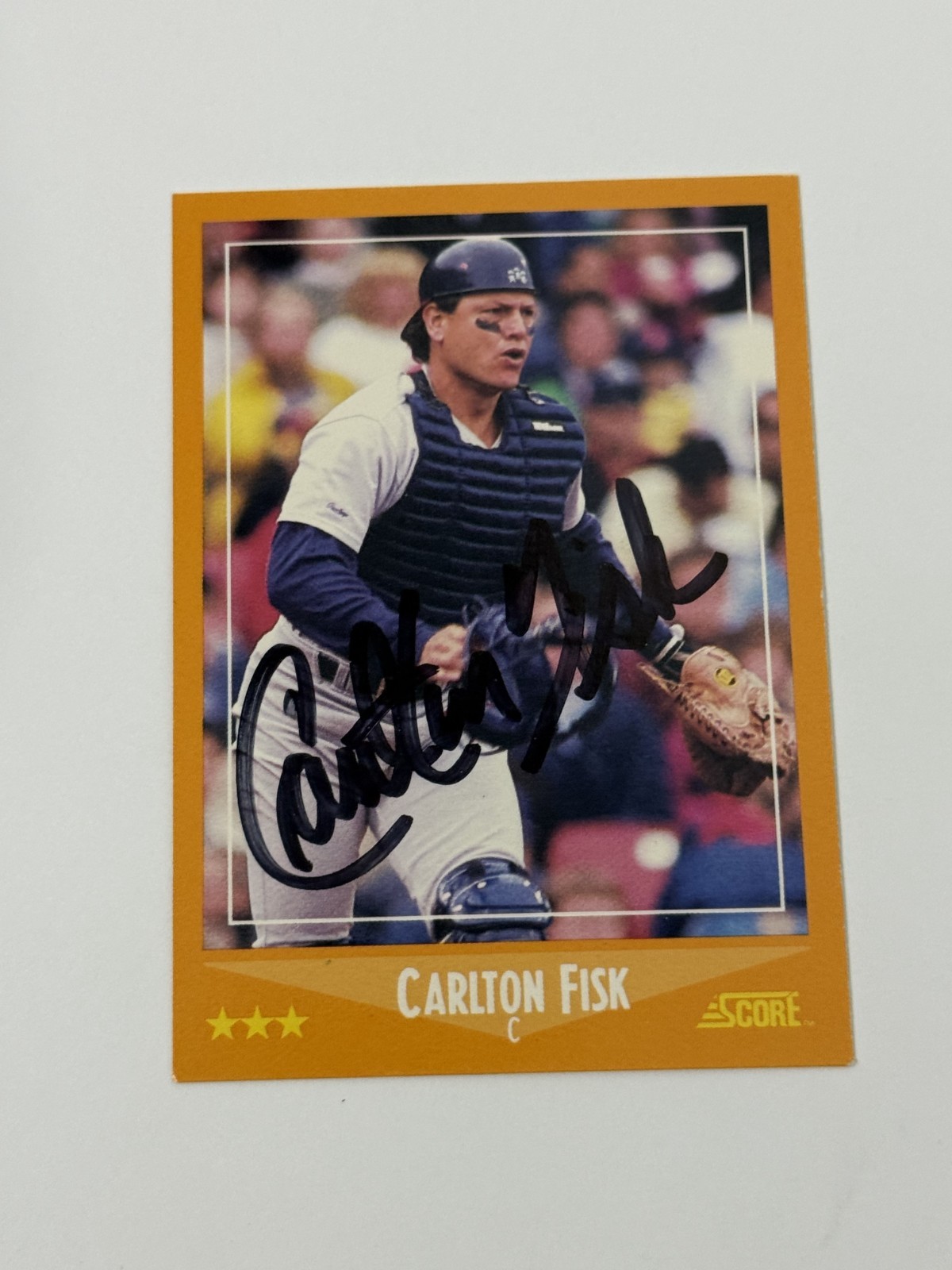 1988 Score Autographed Vintage Carlton Fisk White Sox HOF