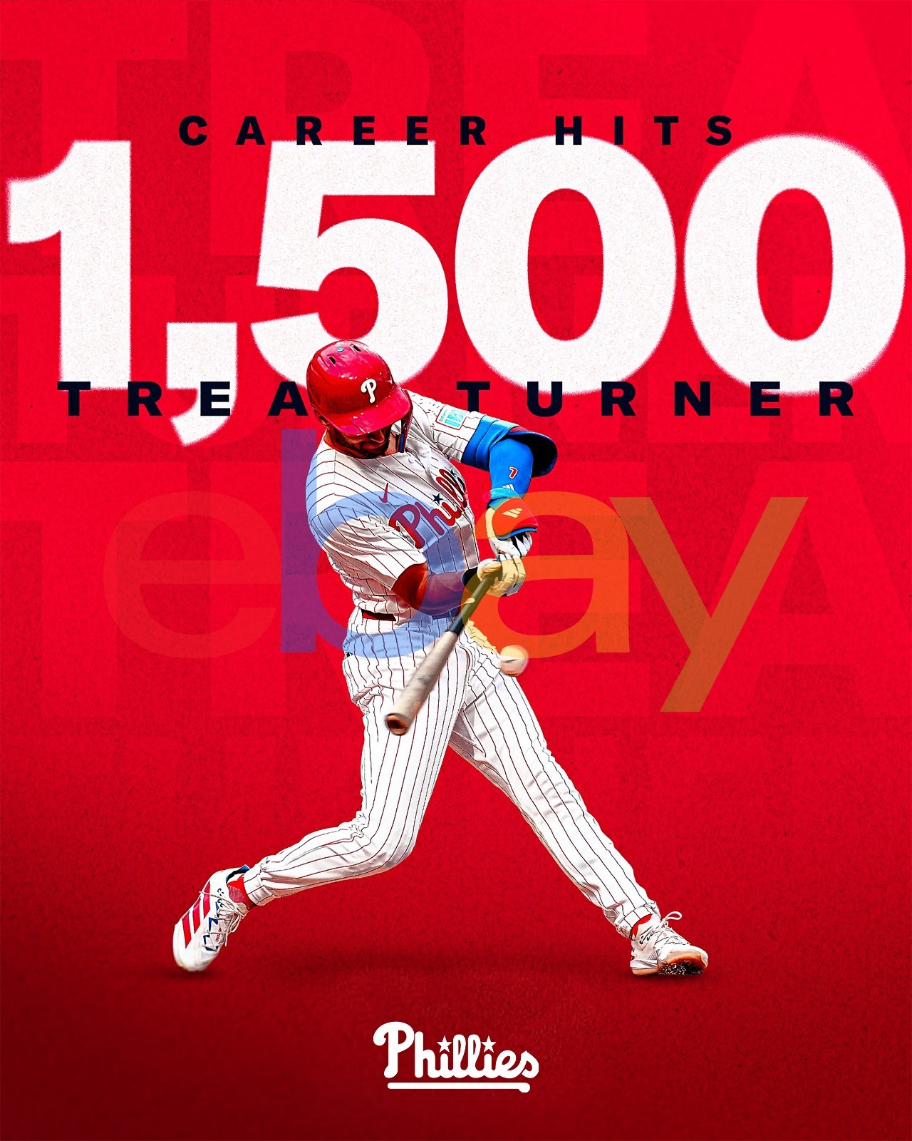 Trea Turner 1,500 Career Hits Philadelphia Phillies 8×10 MLB Baseball Photo