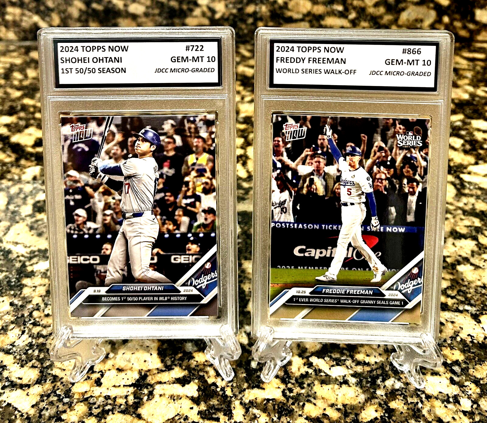 2 OHTANI & FREEMAN 2024 TOPPS NOW Walk-Off Slam GRADED GEM-MT 10 #722 & #866 Lot