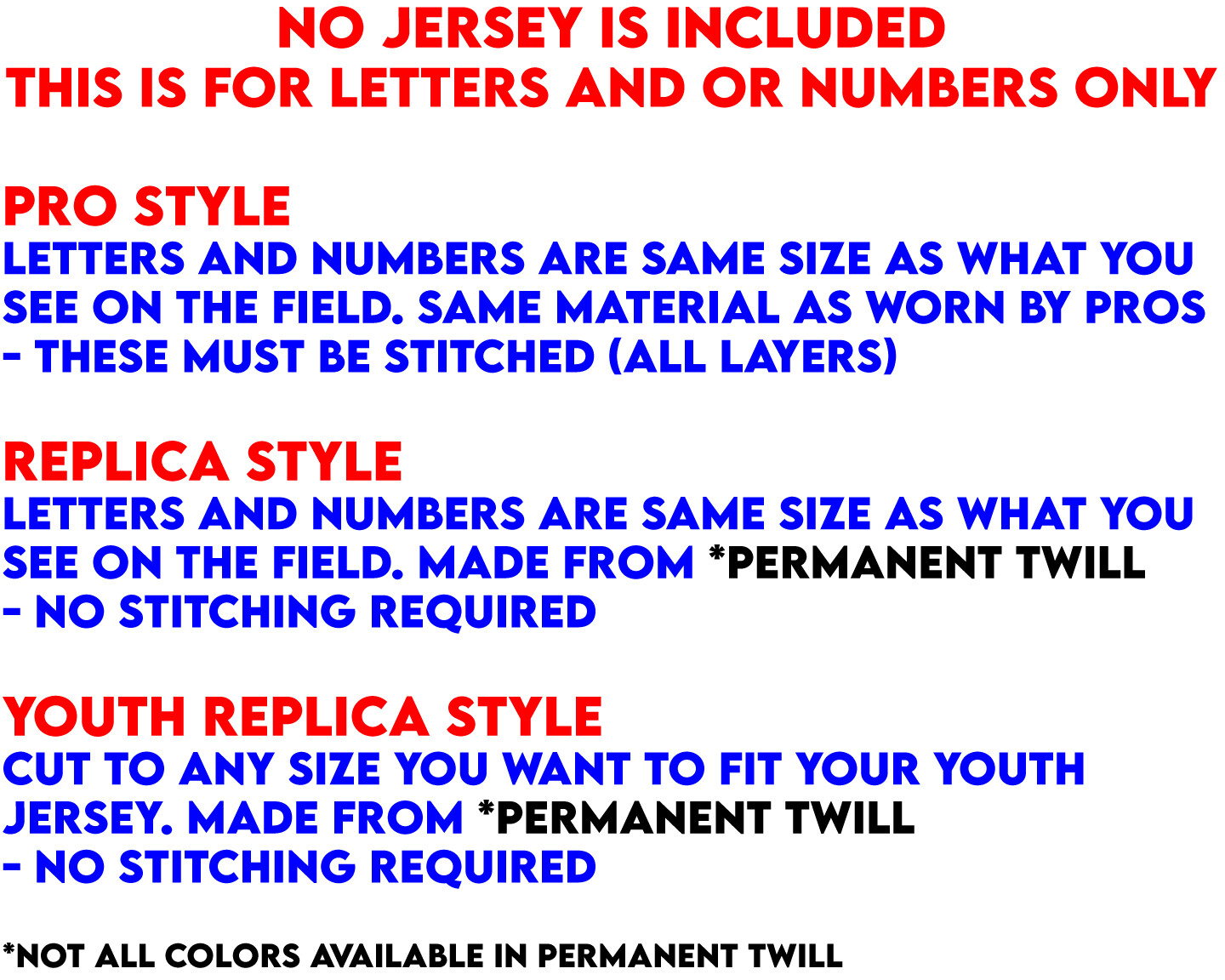 Boston Red Sox Lettering Kit for an Authentic, Replica or Youth Home 2023 Jersey