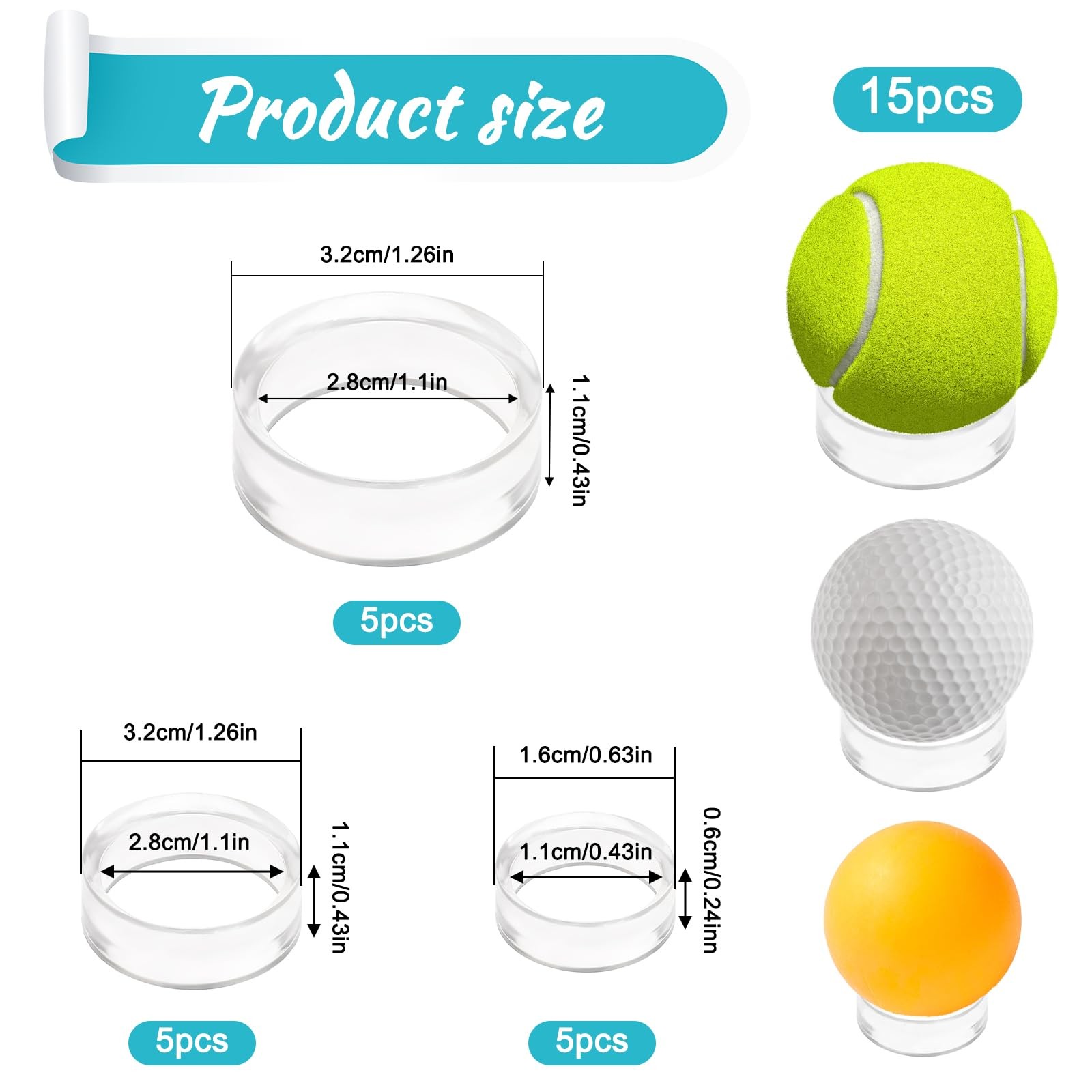15Pcs Baseball Holder, Ball Stand Baseball Stand Sphere Holders for Display C…