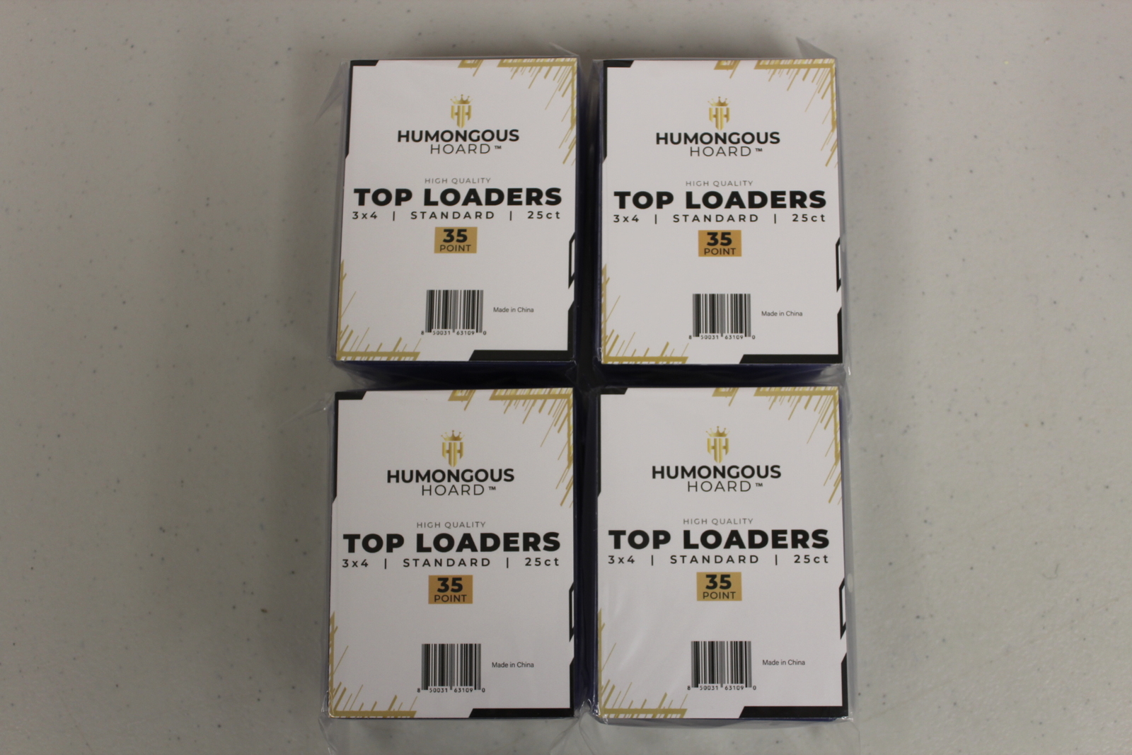 (100) Humongous Hoard Premium 3″ x 4″ Standard Size 35 Point Top Loaders