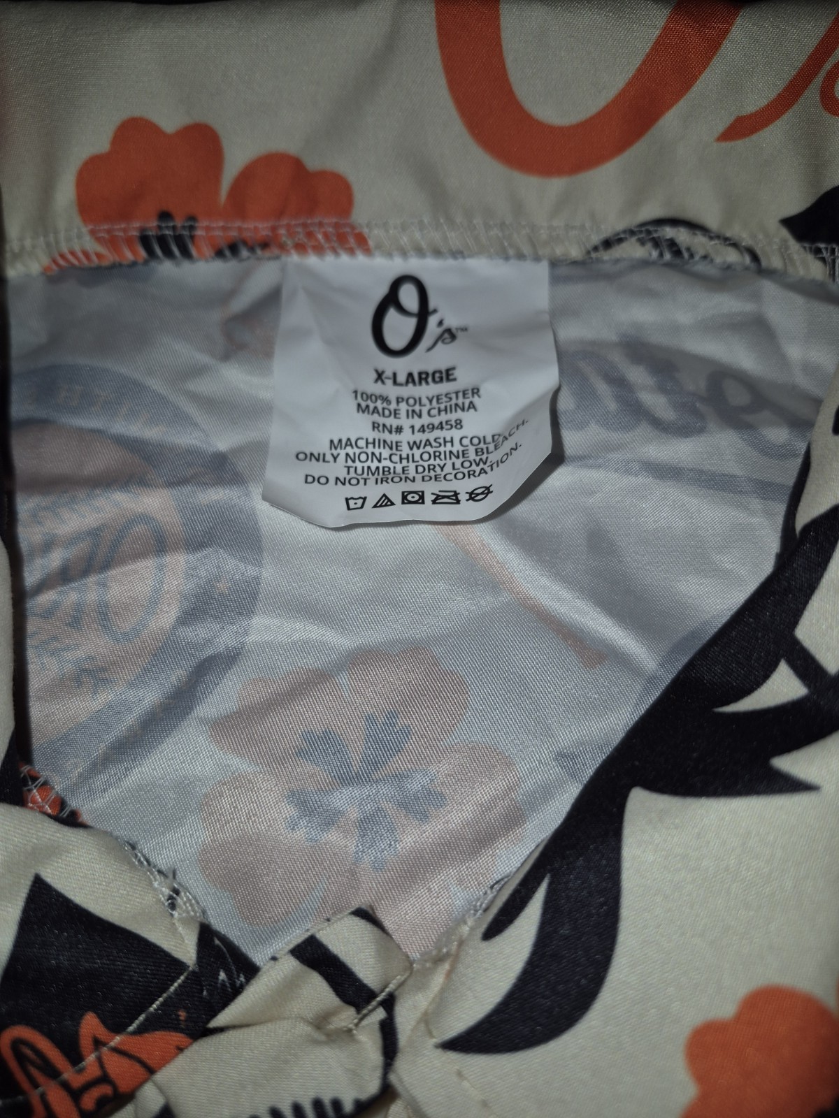 BALTIMORE ORIOLES SPRING TRAINING HAWAIIAN SHIRT, SIZE XL