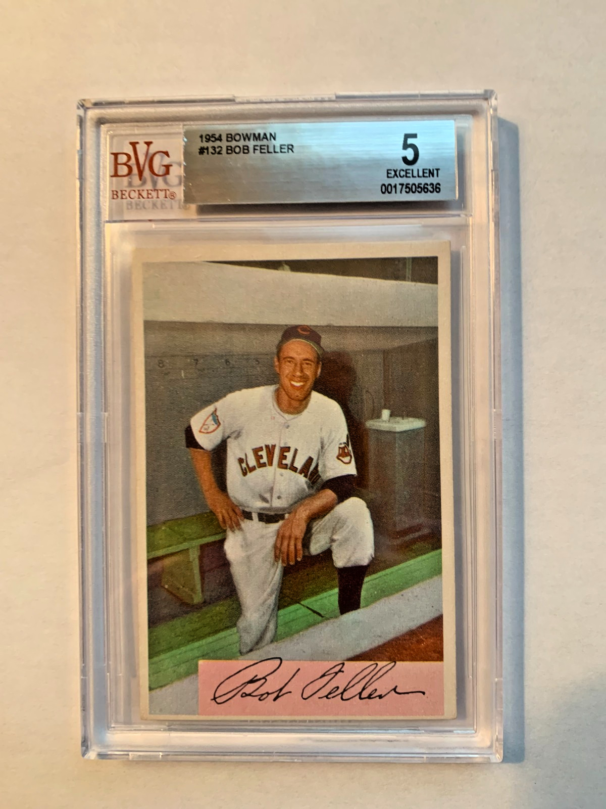 1954 Bowman #132 Bob Feller BVG 5 EX