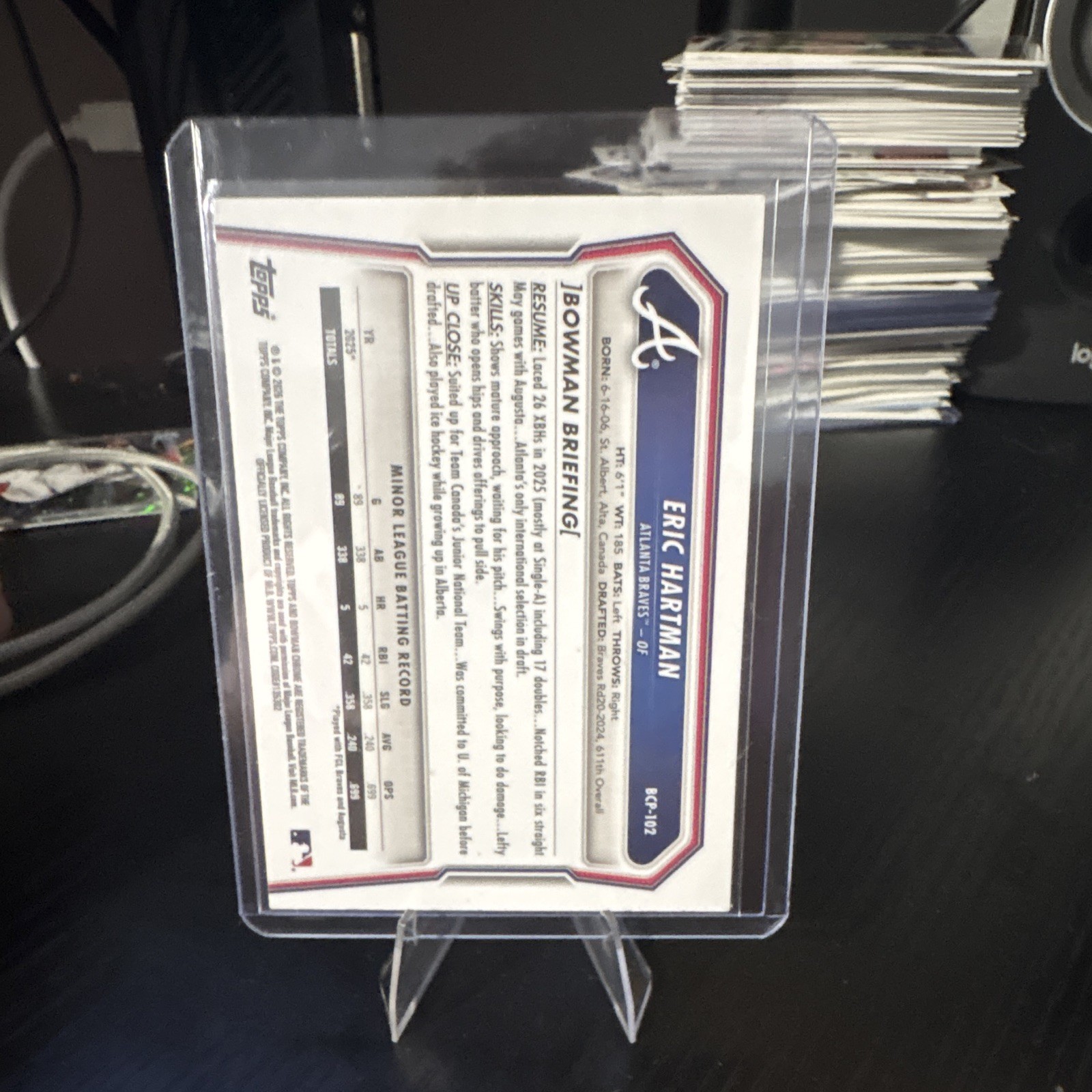 Bowman Chrome 1st Bowman Chrome Prospects IP Auto BCP-102 Eric Hartman Braves
