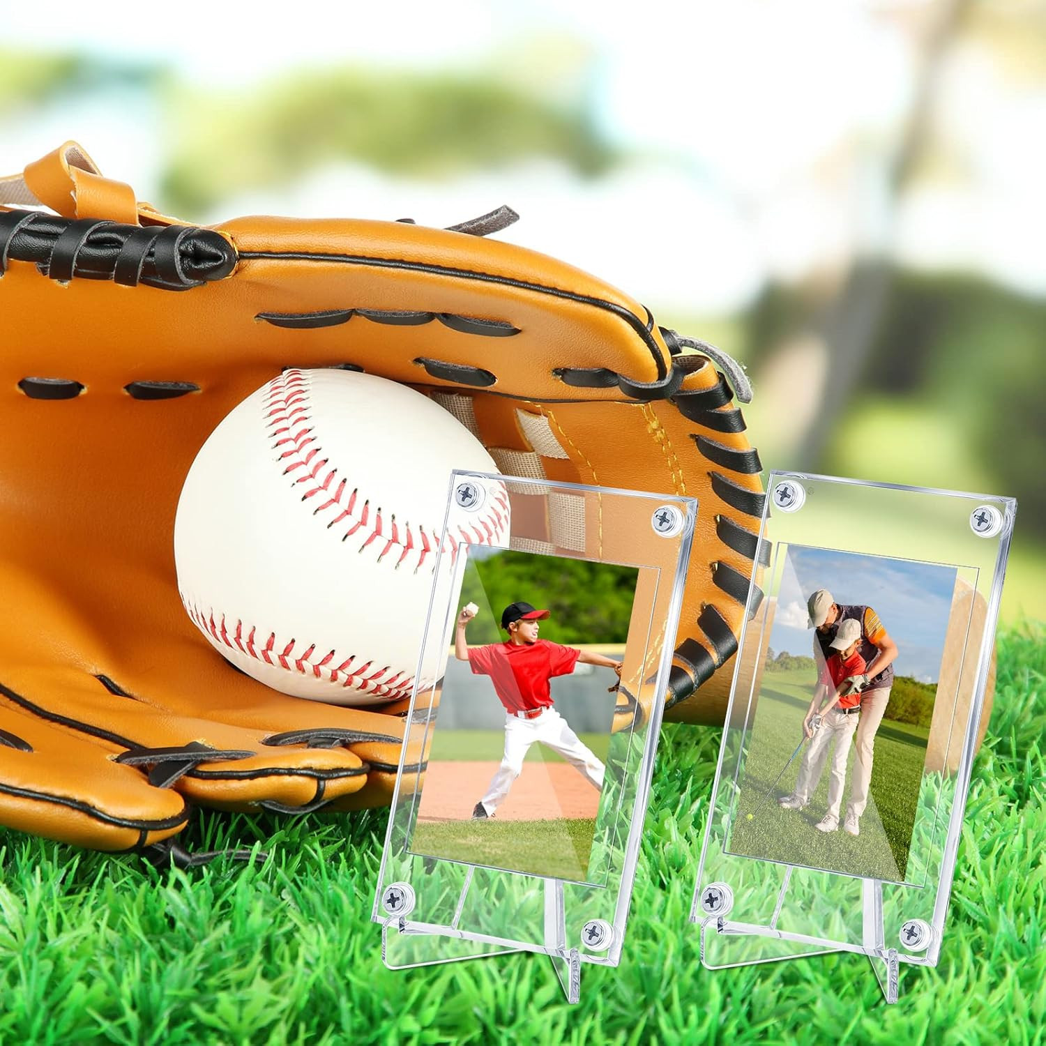 30 Pcs Screw Trading Card Protector with Display Stands Acrylic 35 PT Baseball C
