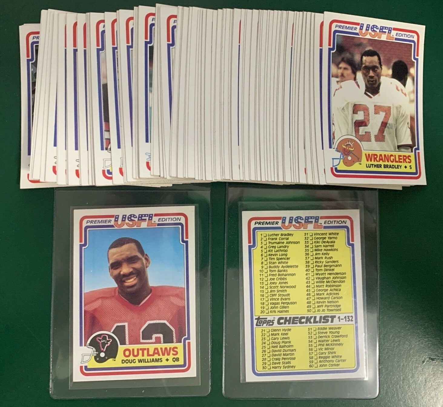 1984 Topps USFL singles – stars, commons, rookies, Hall of Famers
