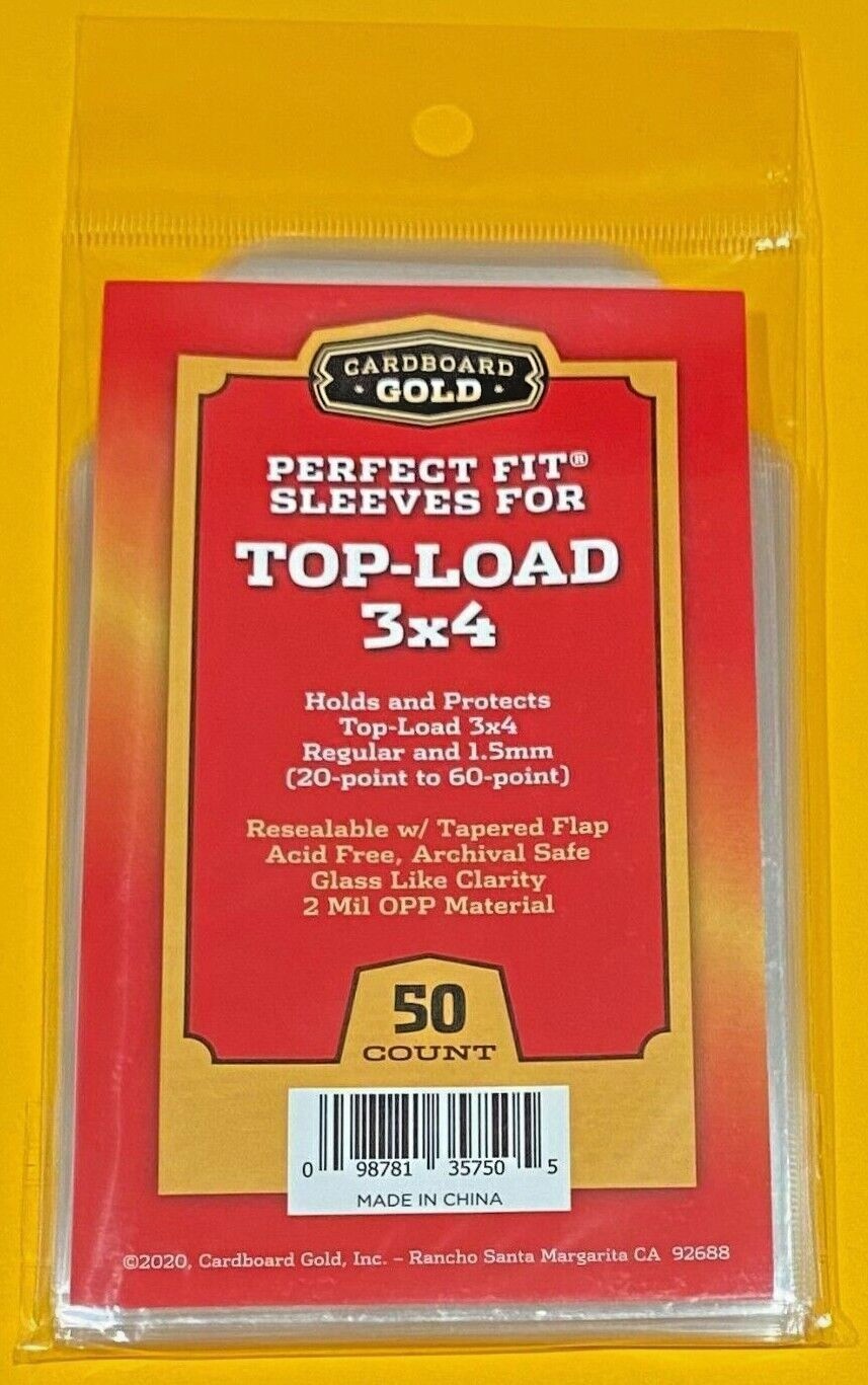 LOT OF 6 CARDBOARD GOLD PERFECT FIT SLEEVES 3×4 TOP LOAD 20-60PT 2-MIL 50CT NEW