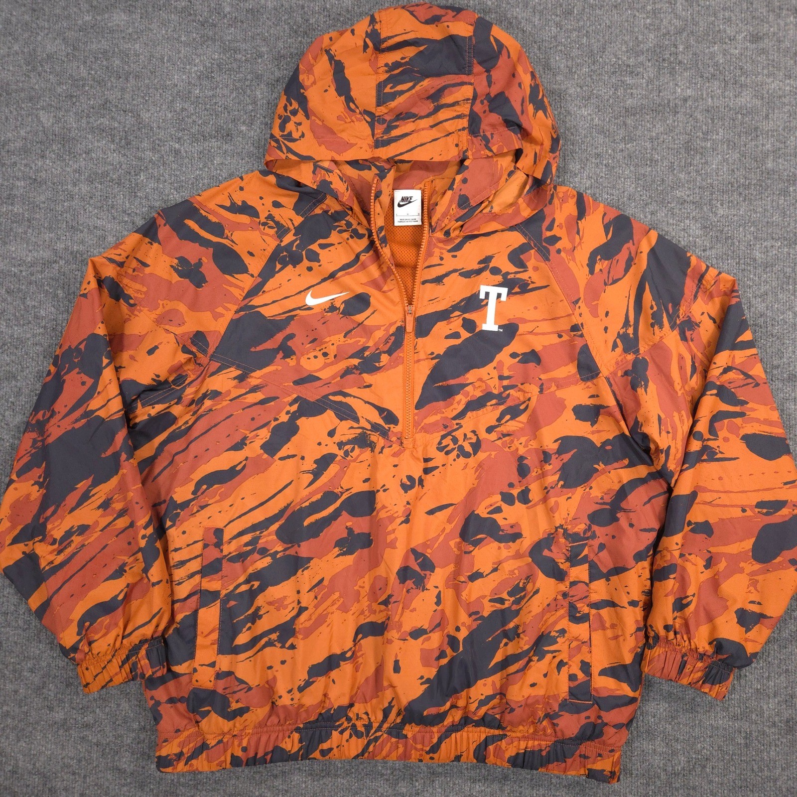 Nike Texas Longhorns Windrunner Anorak Jacket Mens L Orange Camo Stowaway Hood