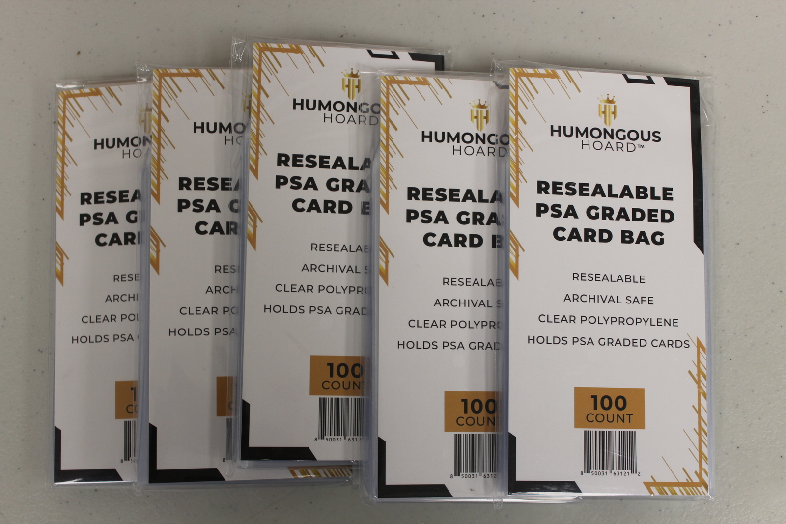 (1000) Humongous Hoard Resealable PSA Graded Card Bags – 10 Packs of 100