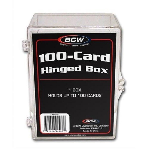 (1 Brand New) BCW 100-Card Hinged Box Plastic Case Holder For Trading Cards