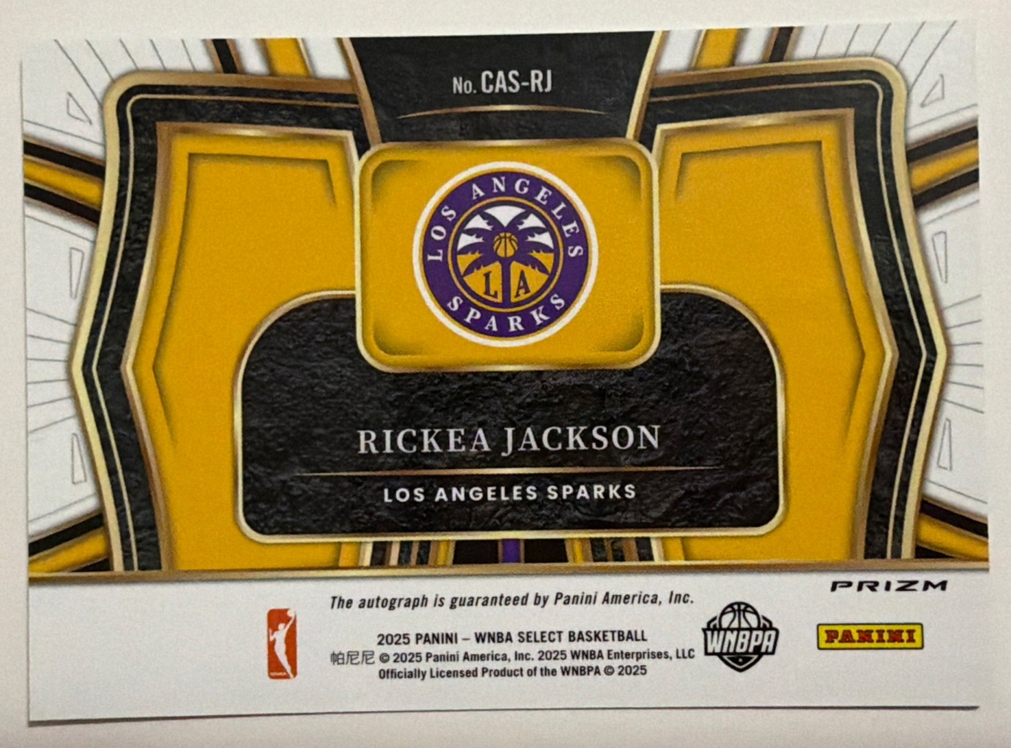 Rickea Jackson Courtside Action Silver Prizm Auto ( 2025 Select WNBA Sparks Sky)