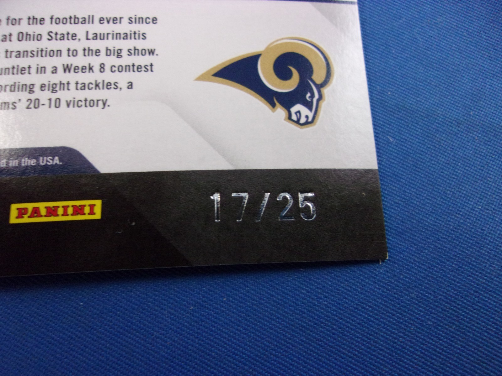James Laurinaitis Absolute 2011 90 Short Print SP 17/25 Spectrum Gold