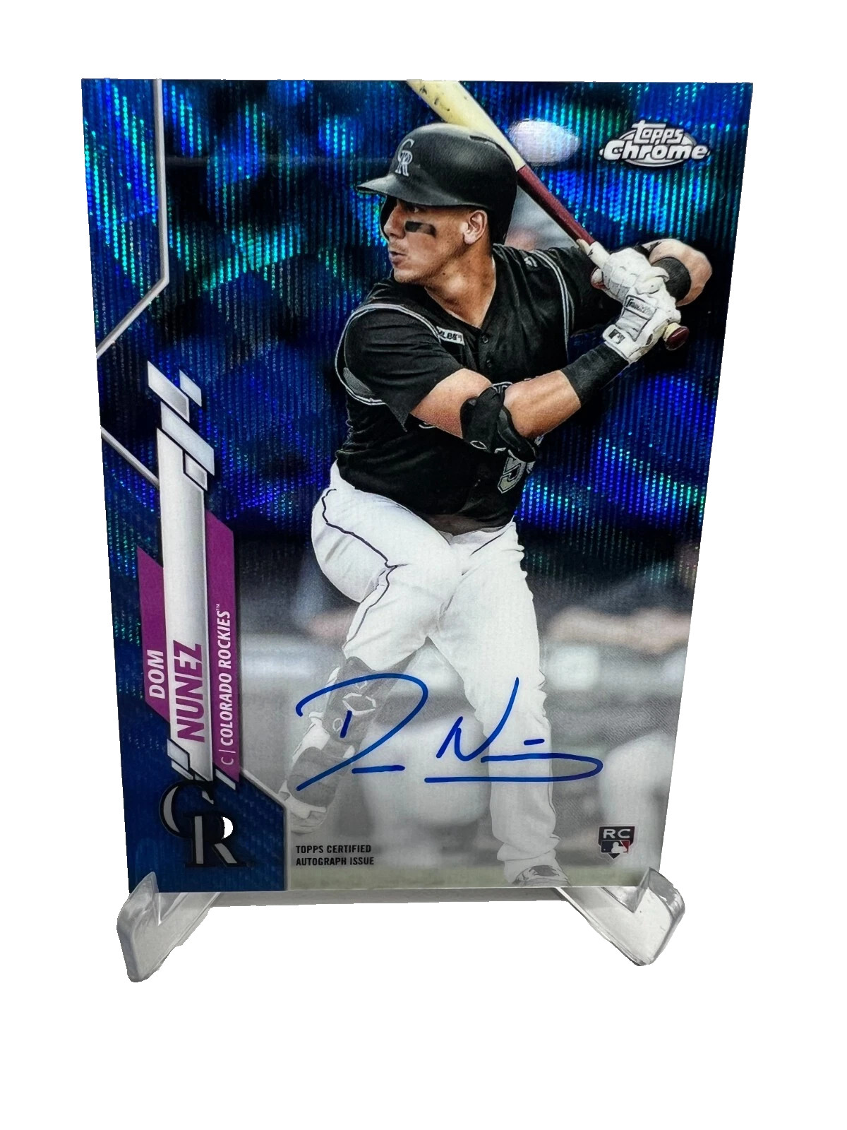 Dom Nunez 2020 Topps Chrome Blue Wave Refractor Auto RC /150 #RA-DN Rockies