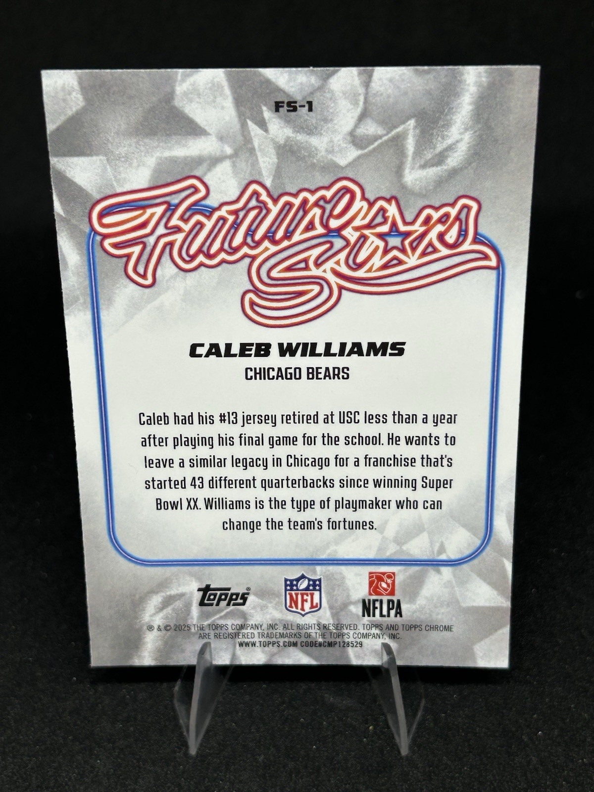 Topps 2025 Chrome Future Stars Caleb Williams Bears Purple Refractor #FS-1 /250