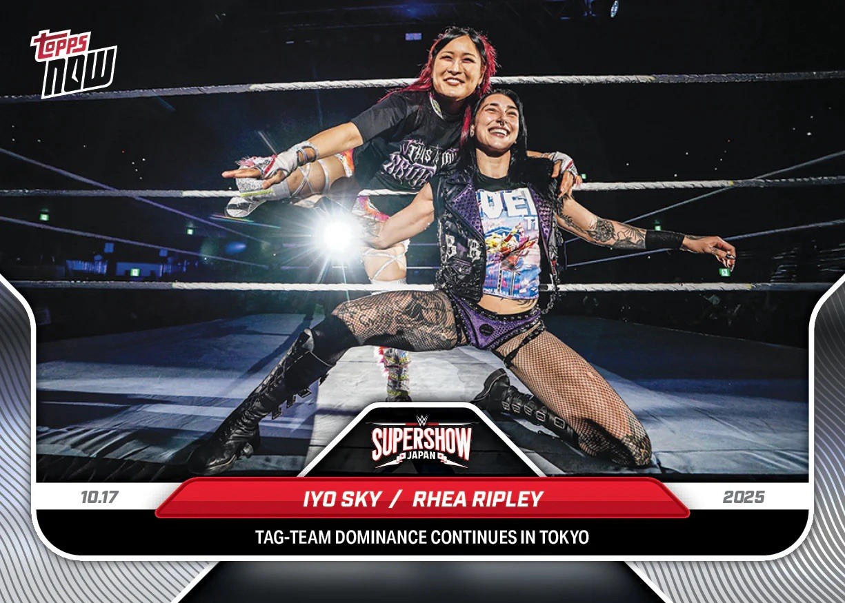 2025 Topps NOW WWE 111 IYO SKY / RHEA RIPLEY IN JAPAN in hand
