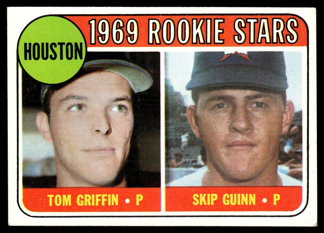 1969 Topps Card Baseball Tom Griffin Skip Guinn RC Houston Astros #614 EX-MT