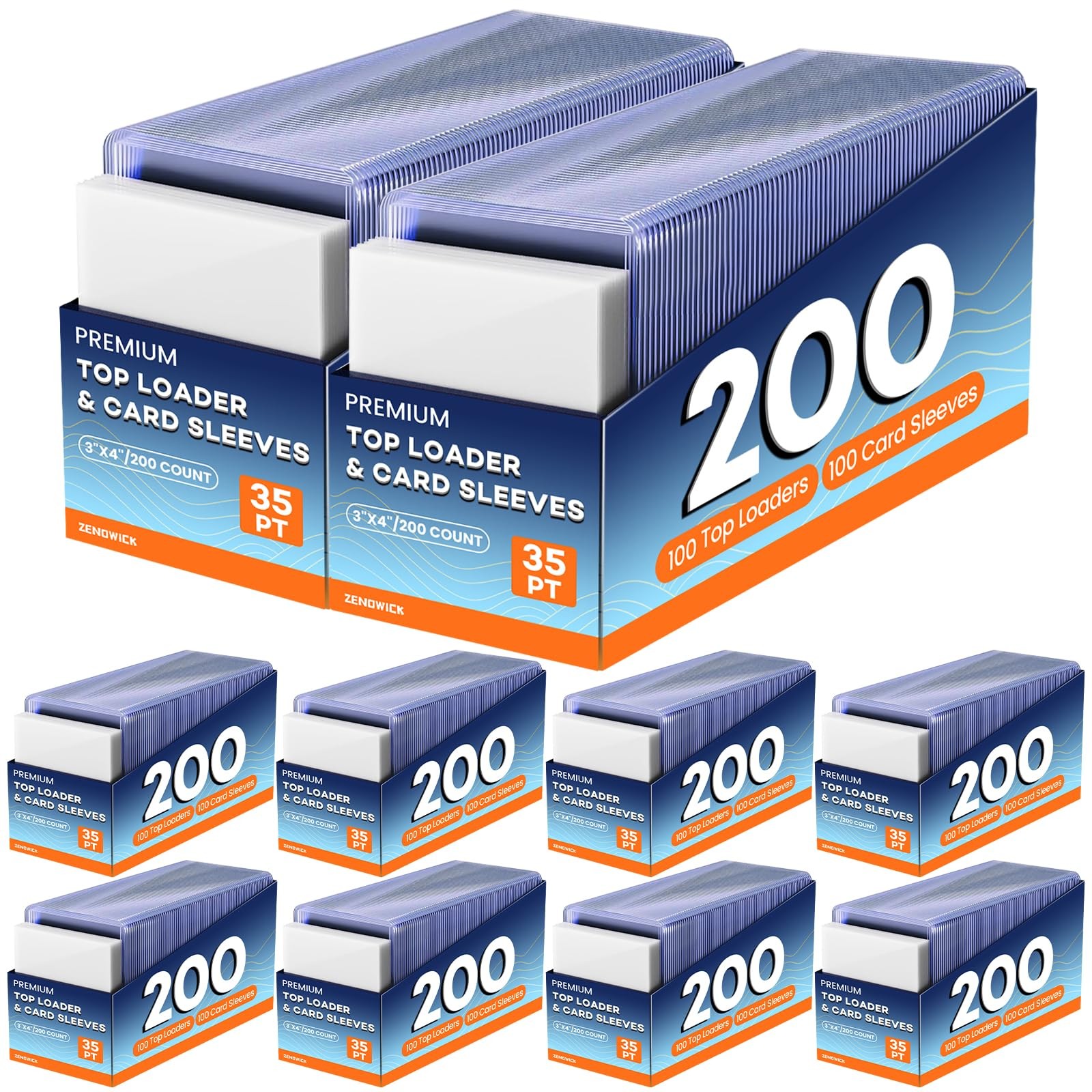2000 Card Sleeves Top Loaders 1000 Hard + 1000 Soft Sleeves, Clear