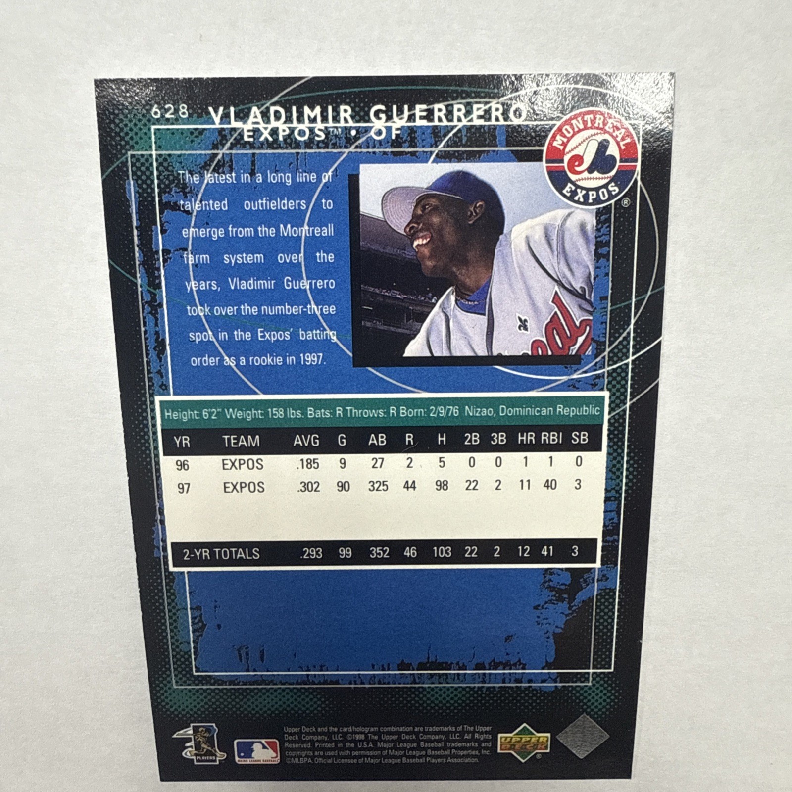 1998 Upper Deck #628 Vladimir Guerrero EMINENT PRESTIGE EXPOS FREE SHIPPING