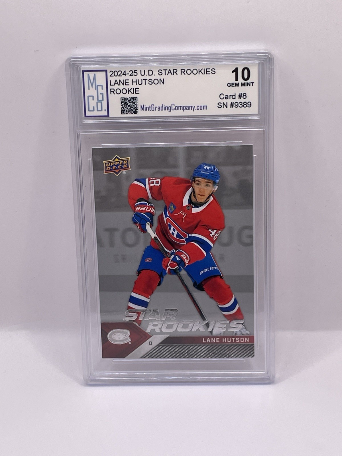 2024-25 Upper Deck Lane Hutson Star Rookie Graded MGGo. Gem Mint 10