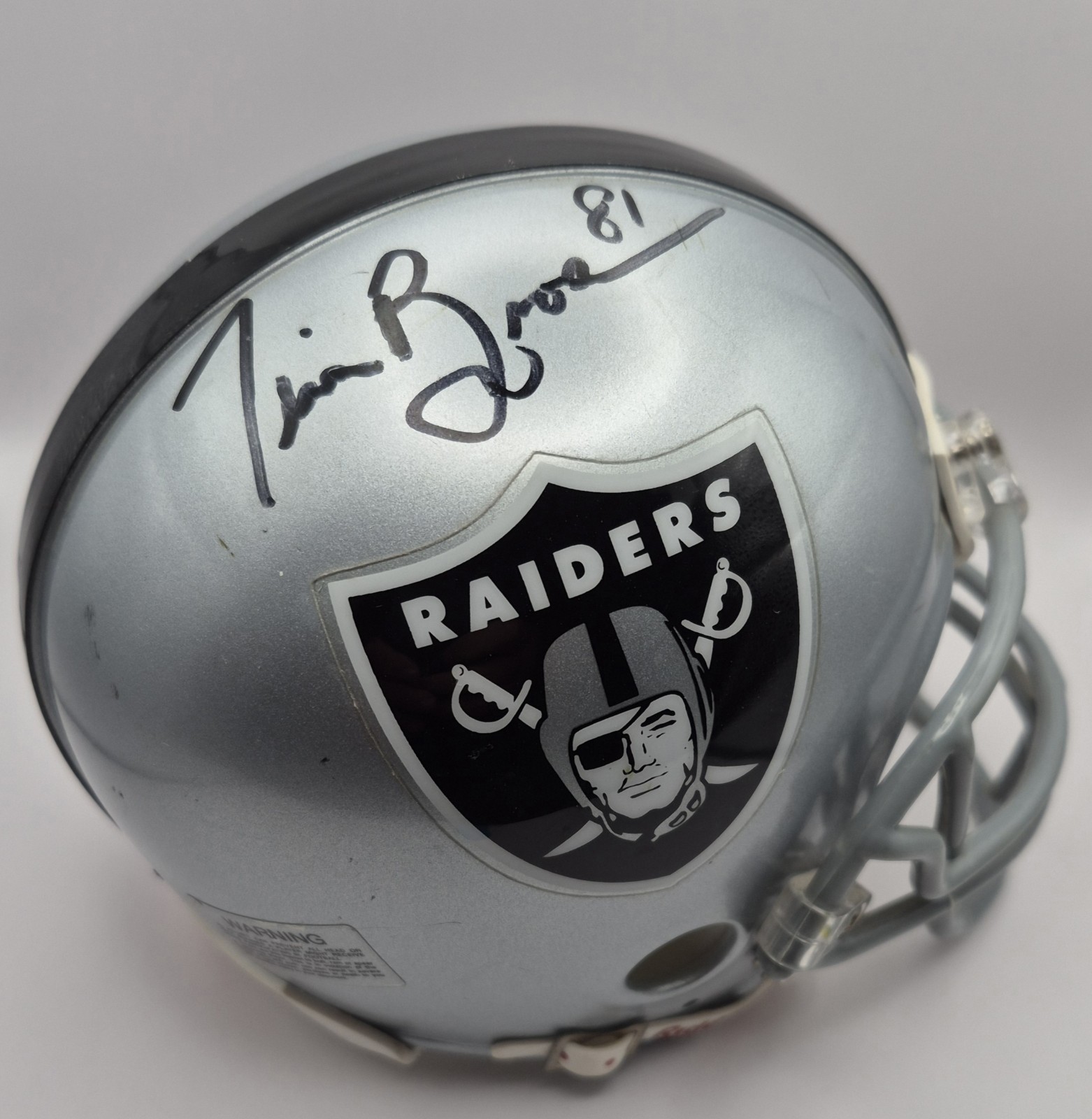 Oakland Raiders Tim Brown Signed Mini Helmet Riddell Autograghed