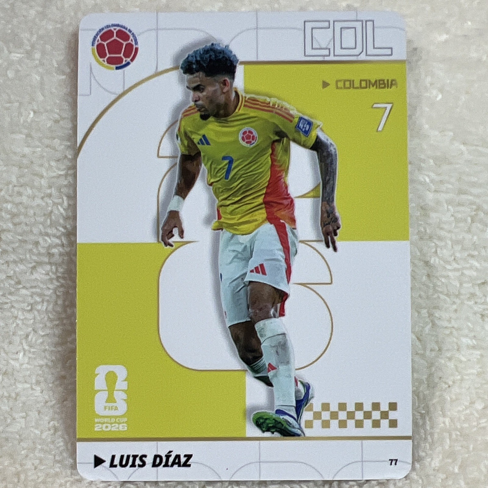 Luis Díaz Colombia #77 Player Portrait Card Panini FIFA World Cup 2026