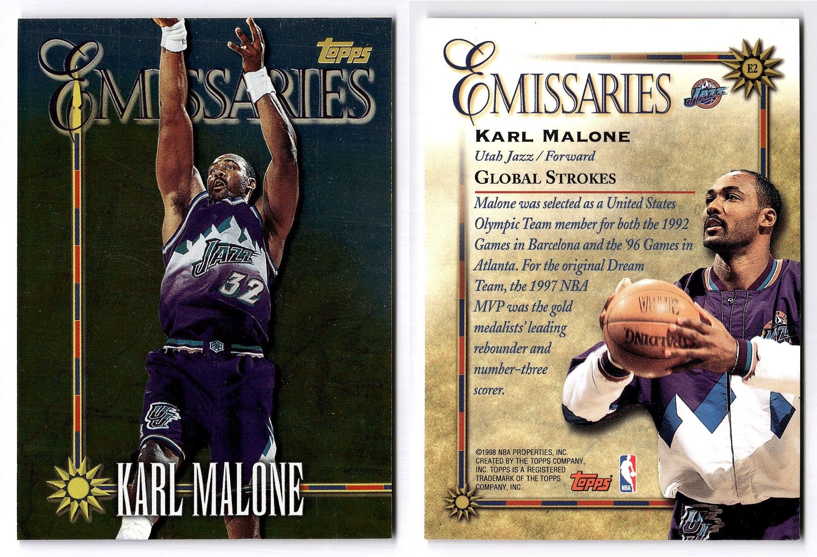 1998-99 Topps #E2 Karl Malone Emissaries Utah Jazz HOF