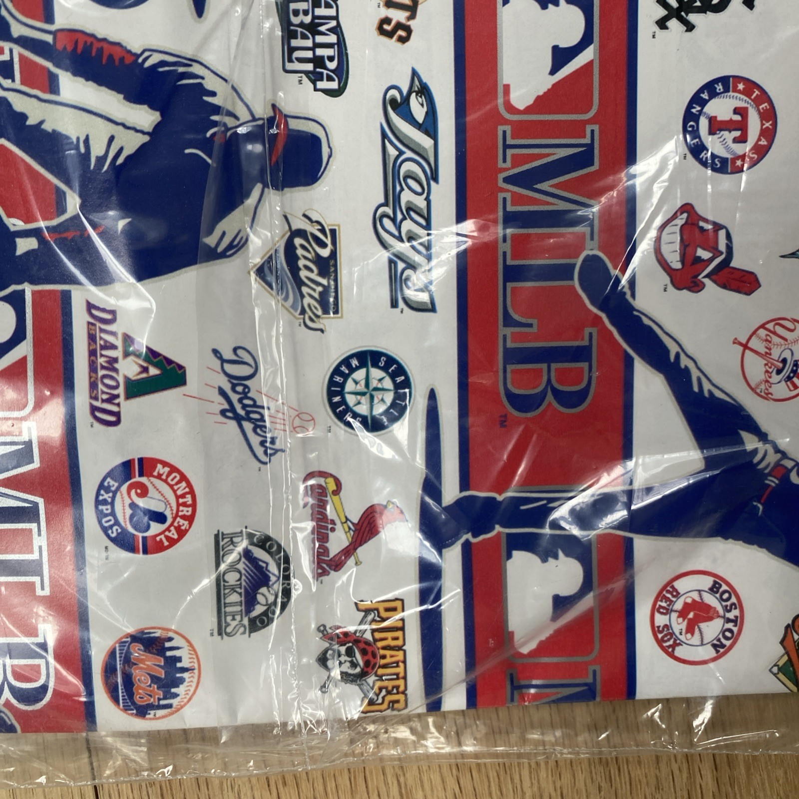 Vintage 2004 MLB All Teams Wrapping Paper Gift Wrap Birthday Holiday Rare