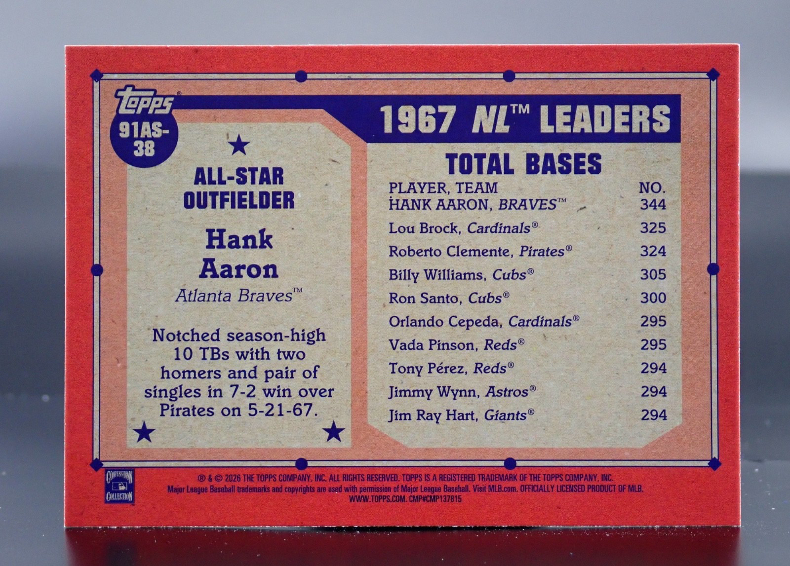 2026 Topps Series 2 Baseball Hank Aaron 1991 Topps All-Stars Base Card 91AS-38