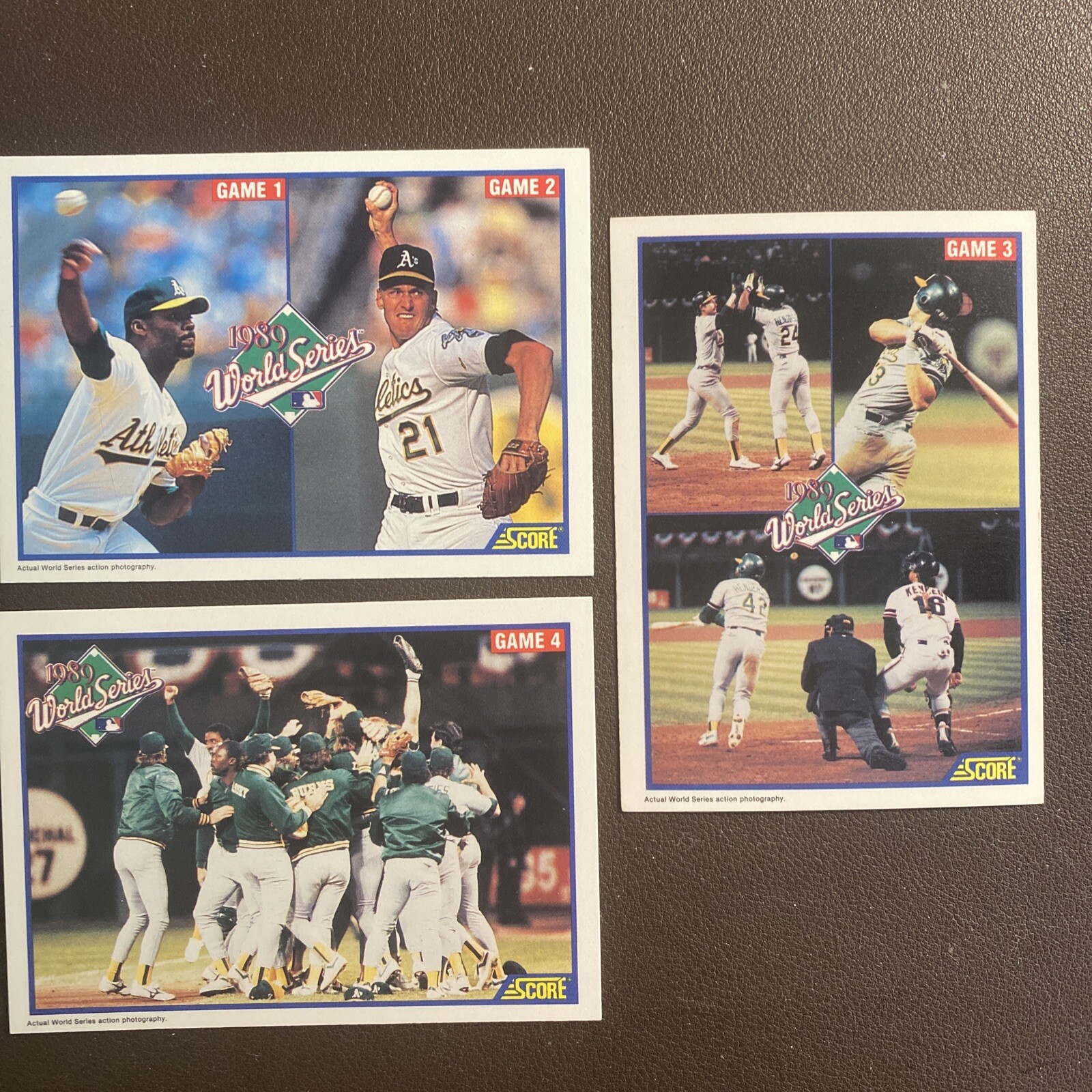 1990 Score Baseball Cards 1989 World Series (3) cards
