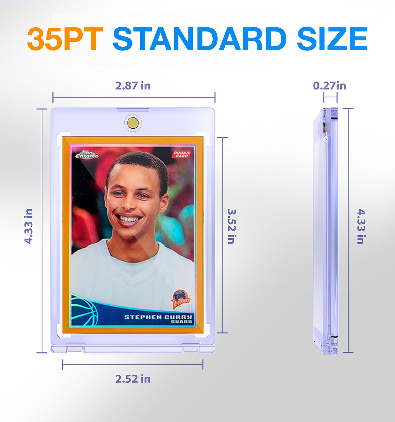 50 Pack Magnetic Trading Holders Sports Card 35pt One-Touch Hard UV Protection