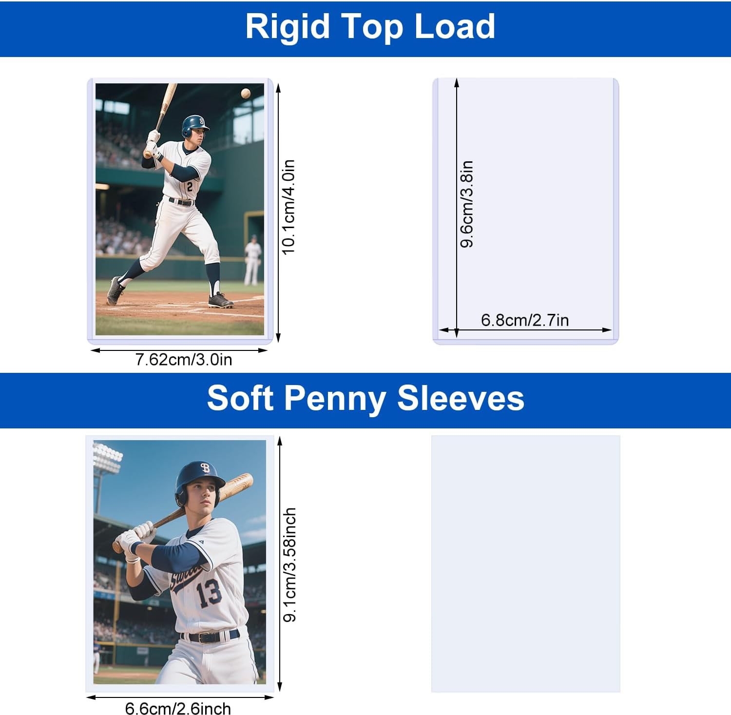 200 Premium Card Sleeves Top Loaders for Trading Cards,35Pt Archival Quality Har