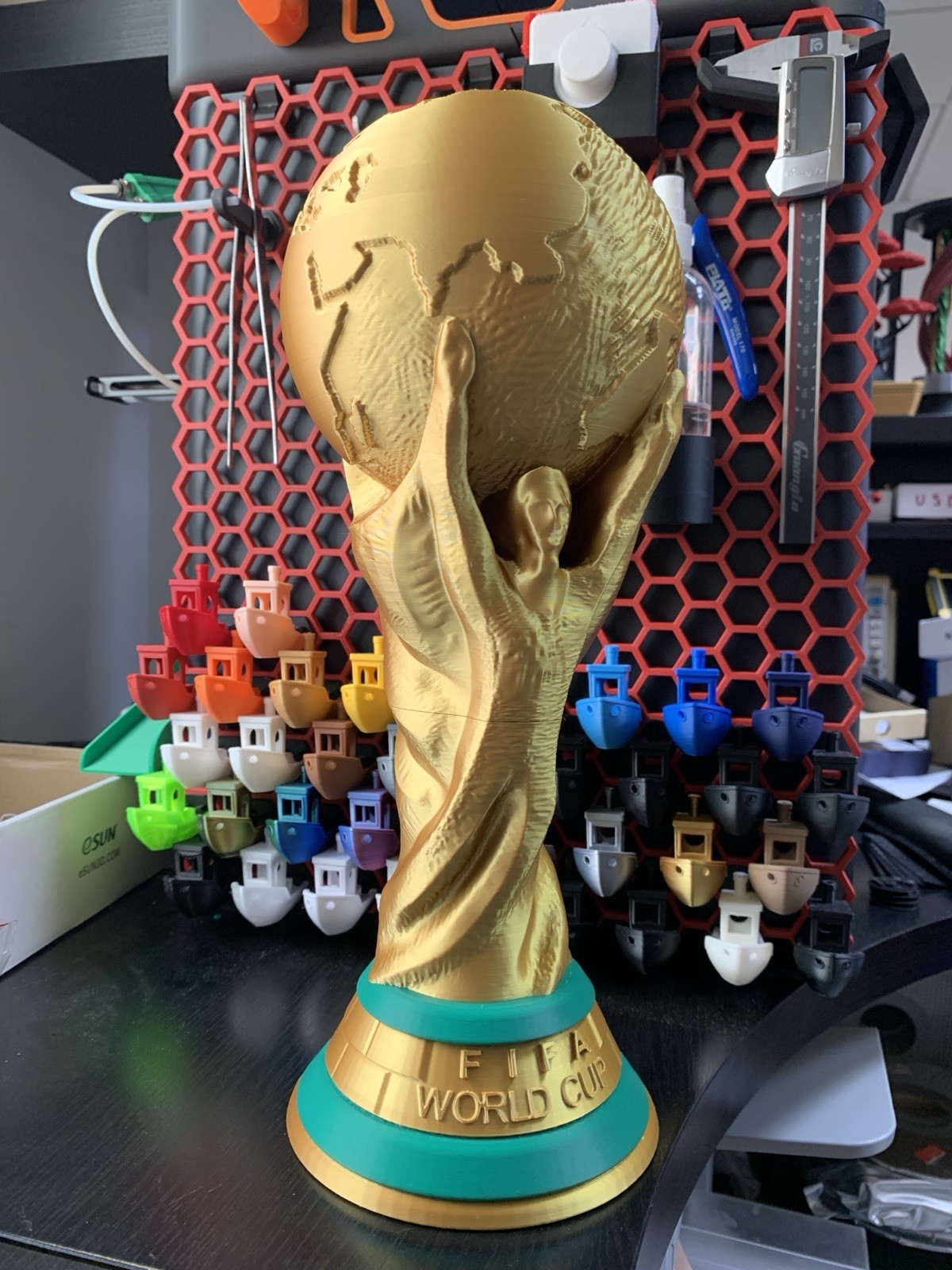 FIFA World Cup All Nations Trophy Replica Gold & Green Soccer Fan Souvenir