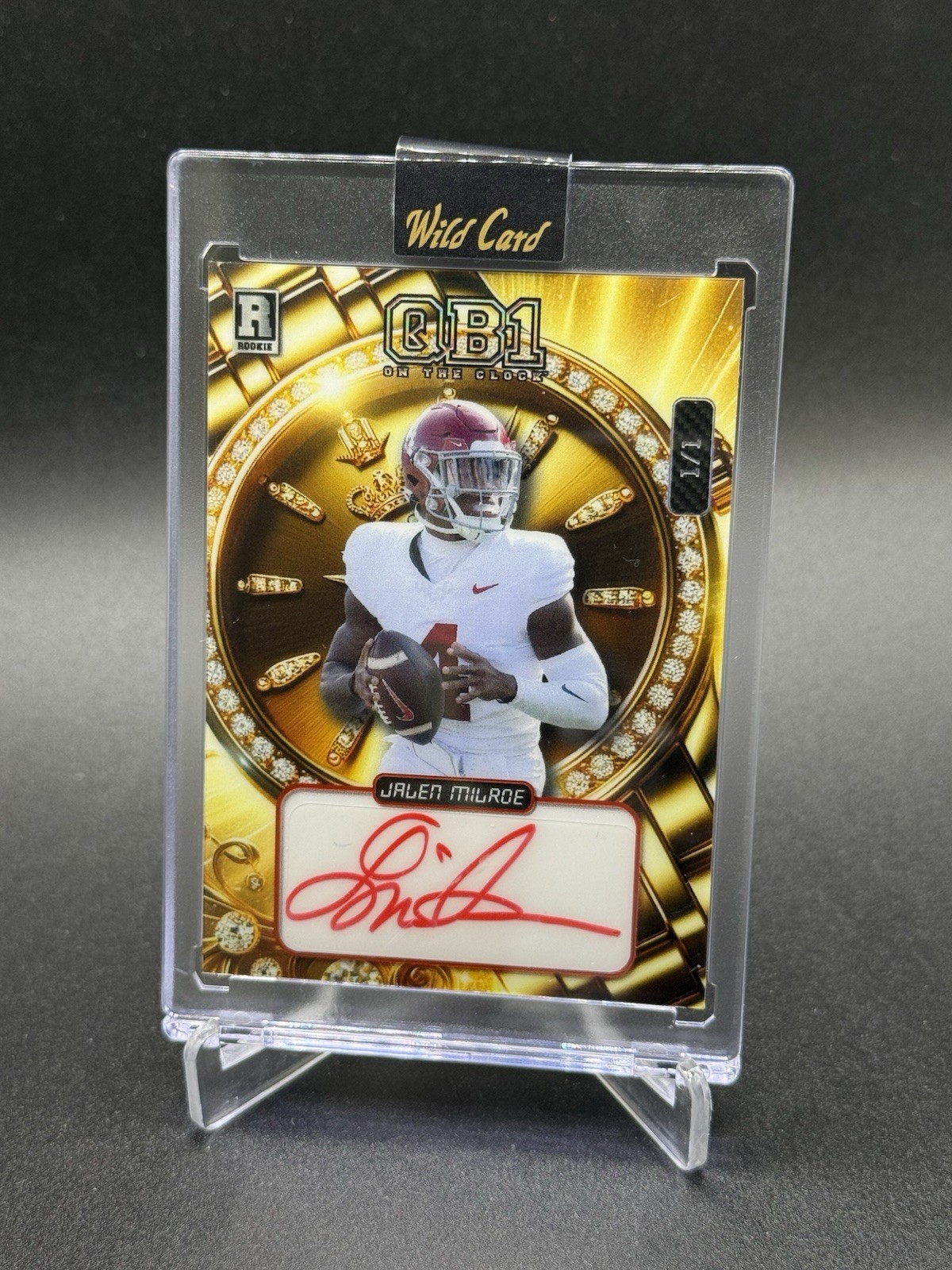 Jalen Milroe Auto 2024 Wild Card QB1 Gold RC Rookie 1/1 Seahawks Alabama