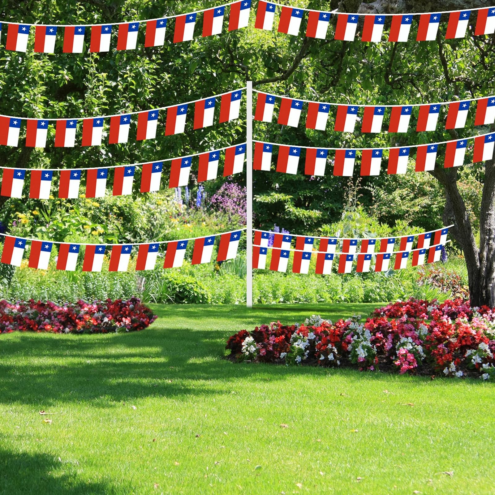 AhfuLife 30 Pcs Chile String Flags for 5.51×8.26 in-30 Pcs,