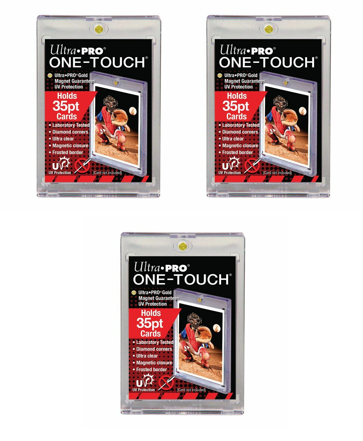 (3-Pack) Ultra Pro One Touch Magnetic Trading Card Holder Regular 35pt with UV