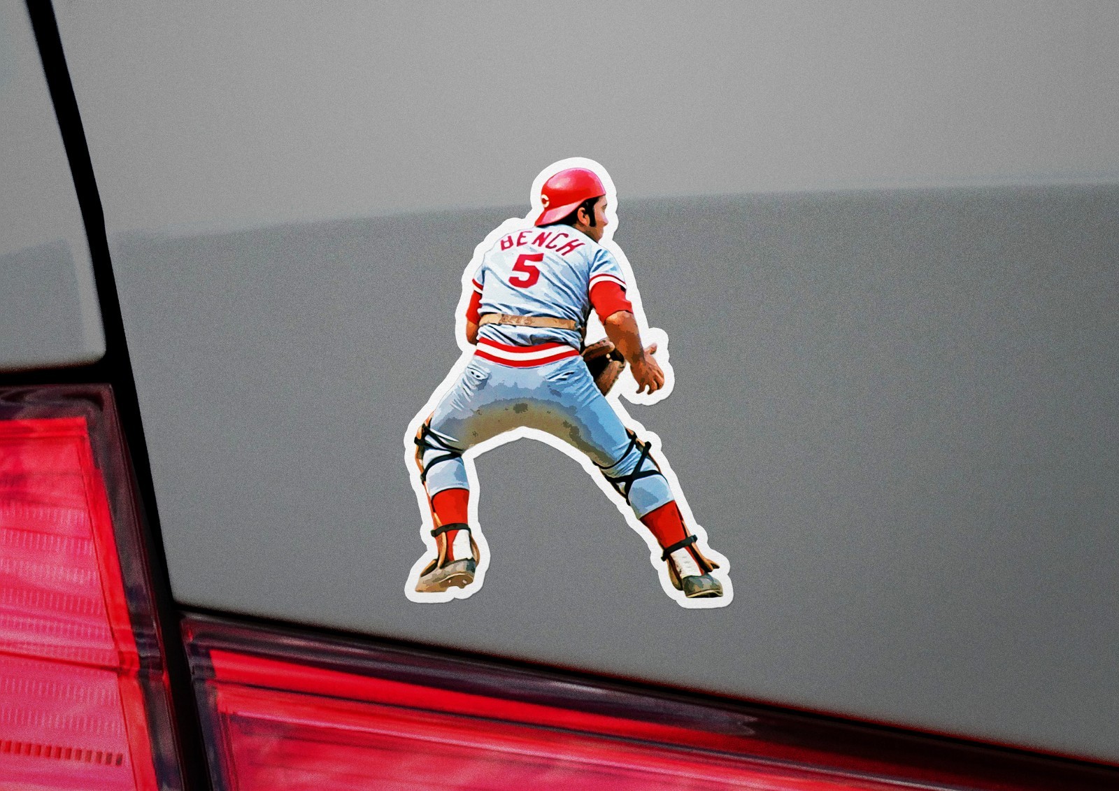 Johnny Bench Catcher Cincinnati Reds Sticker Decal–Glossy Waterproof Vinyl Self
