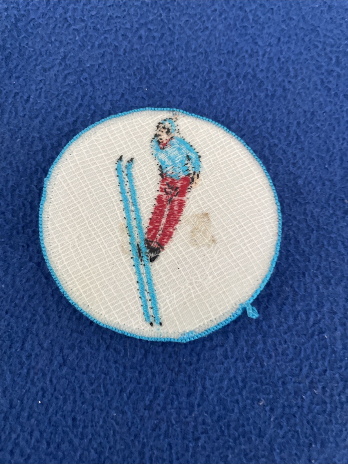 Vintage Ski Jump Skier Embroidered Patch Skiing Sport Badge Retro Unused NOS