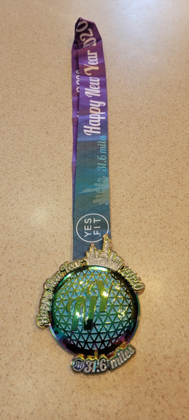 Yes Fit ” HAPPY NEW YEAR 2020 ” – 31.6 miles Virtual Marathon Medal – NEW YORK