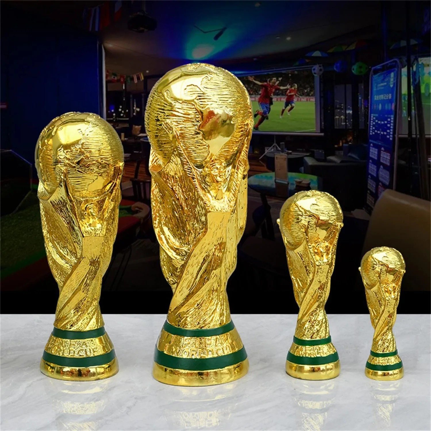 1Pc13/21/27/36cm Resin Cup Qatar 2022World Soccer Trophy Football Champion Award