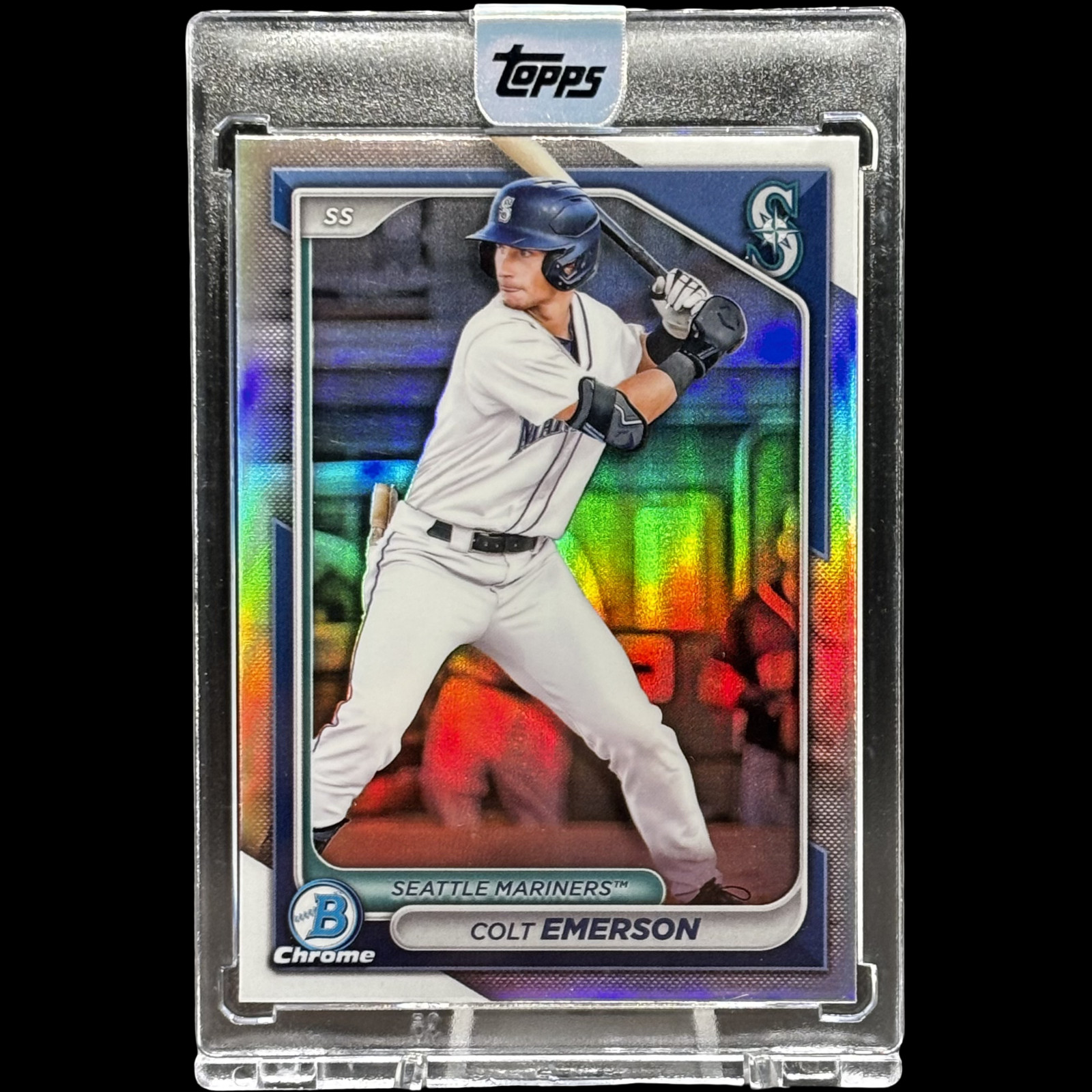 Colt Emerson RARE ROOKIE SEALED REFRACTOR ENCASED CARD SSP BOWMAN MARINERS MINT